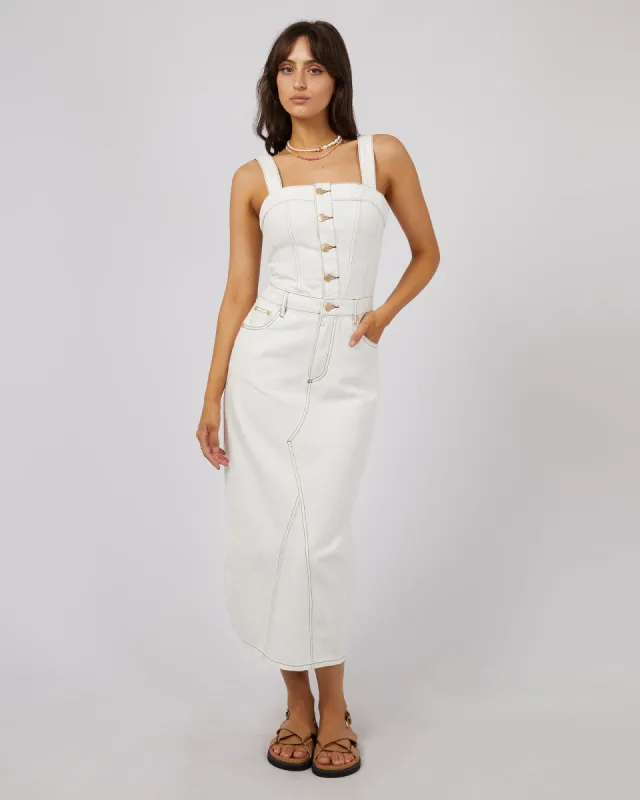 Coco Denim Midi Dress Vintage White sold by edge clothing