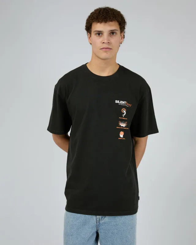 Spiral Tee Washed Black sold by edge clothing