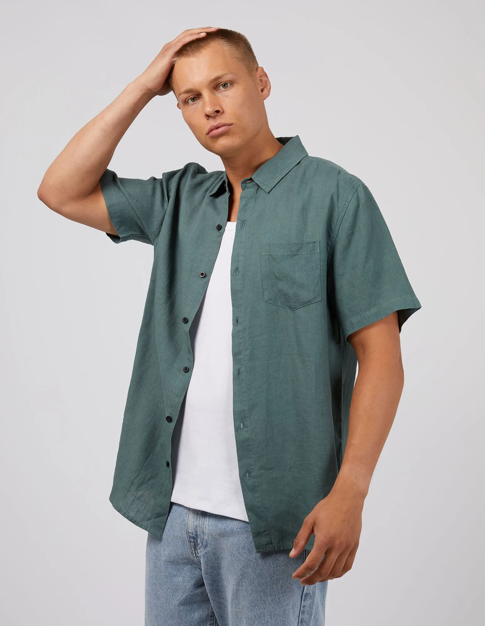 Linen Shirt Pine sold by edge clothing product image thumbnail 4