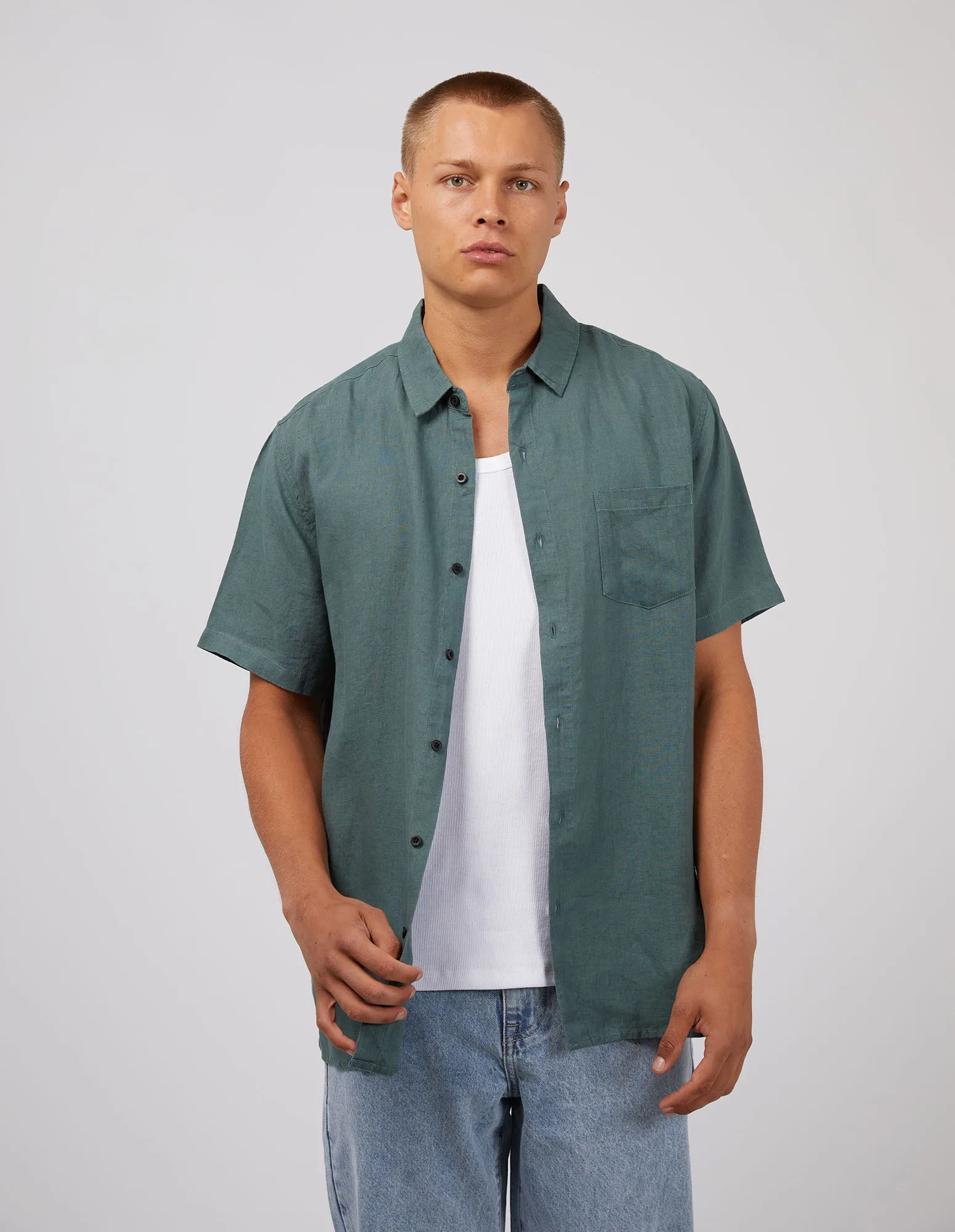 Linen Shirt Pine sold by edge clothing
