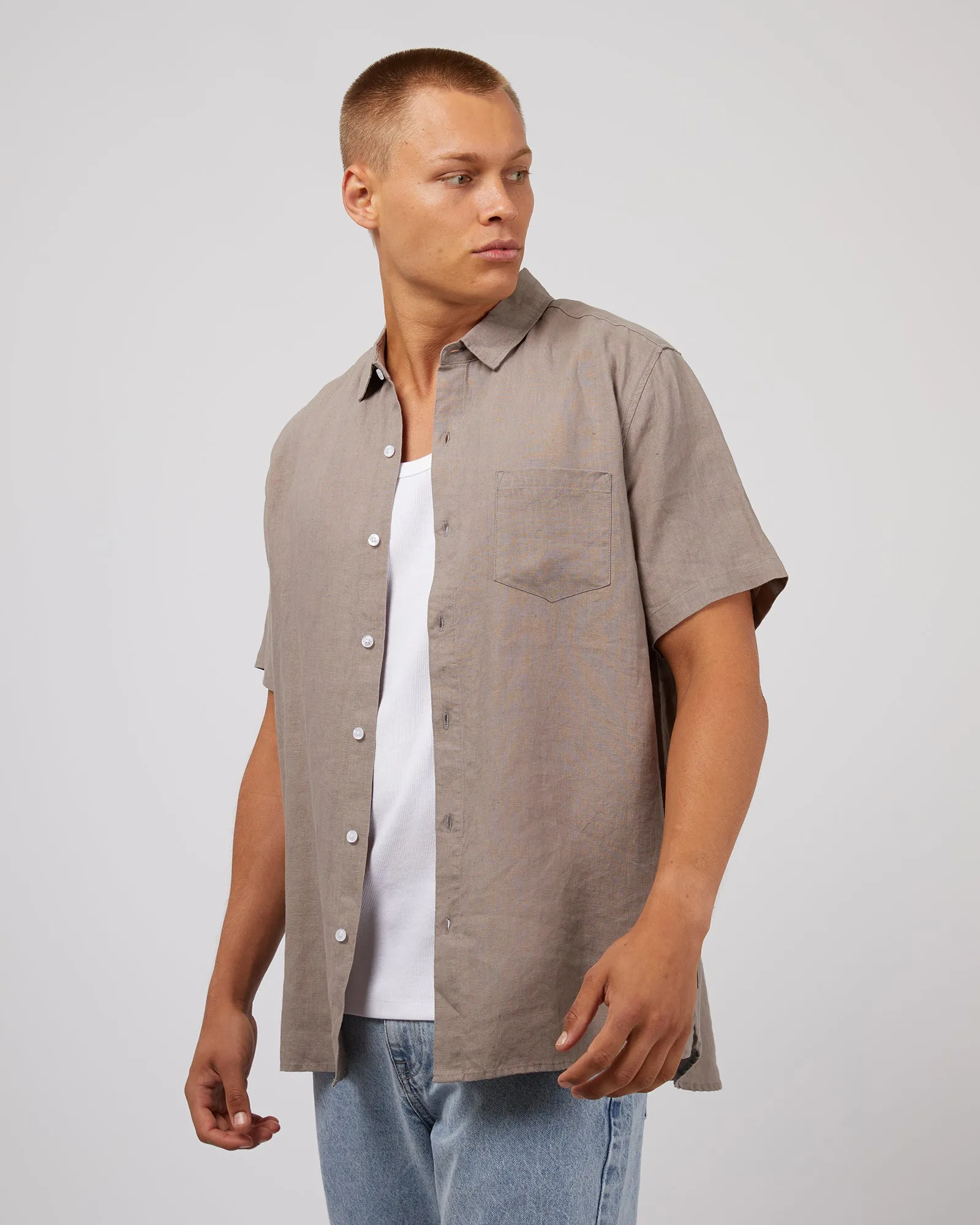 Linen Shirt Mushroom sold by edge clothing product image thumbnail 5