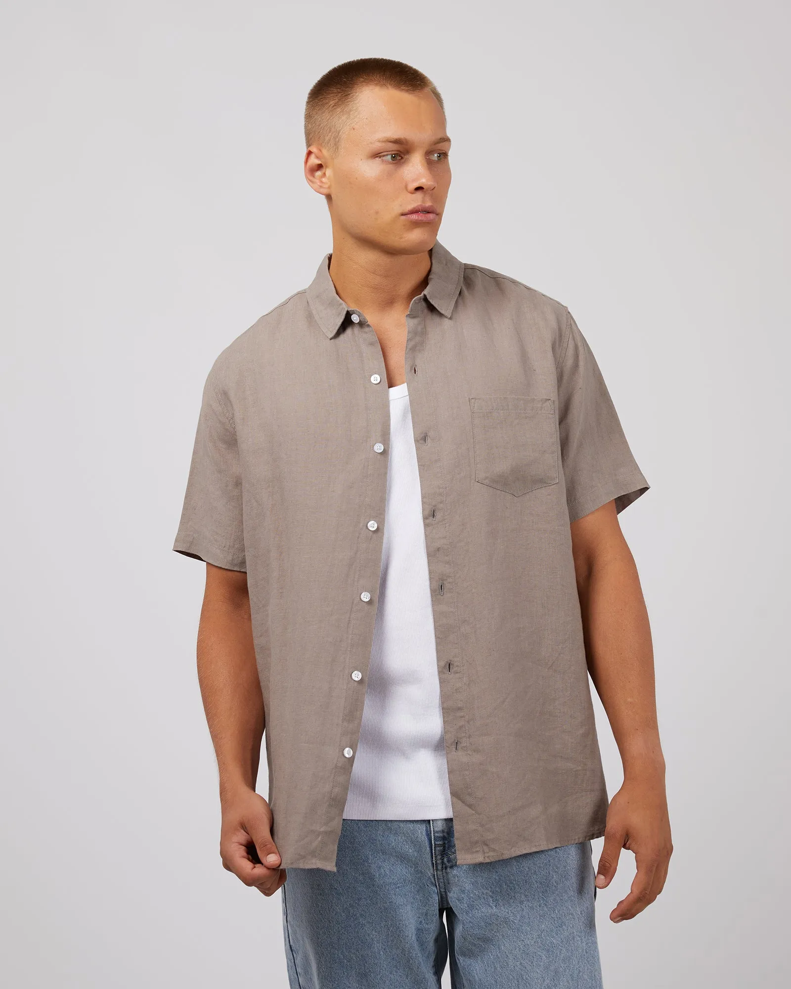 Linen Shirt Mushroom sold by edge clothing