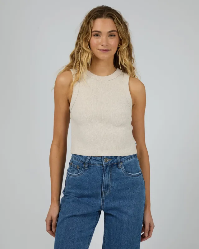 Pia Crop Tank Oatmeal sold by edge clothing