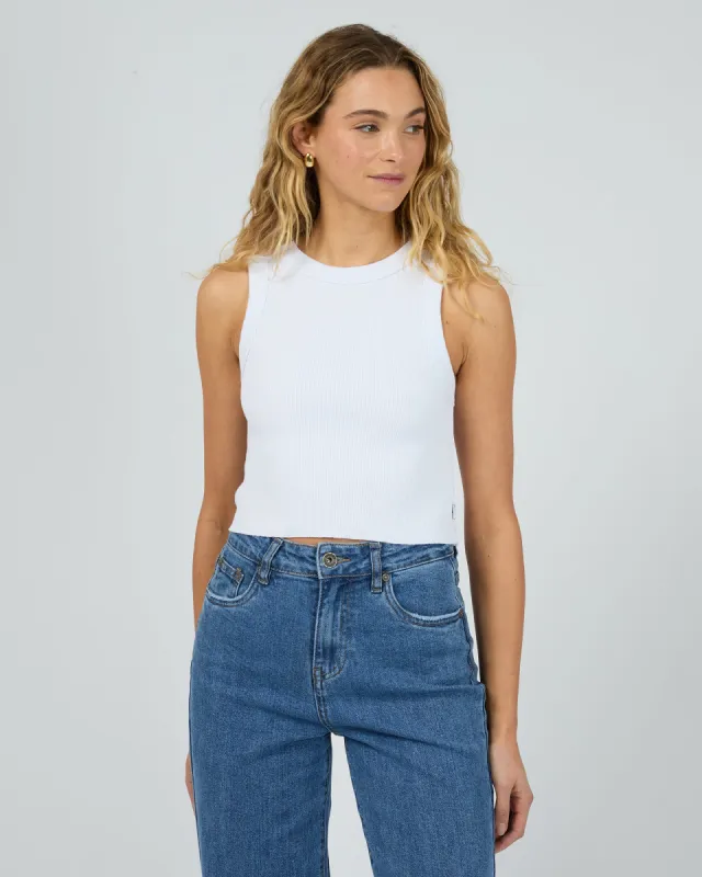 Pia Crop Tank White sold by edge clothing