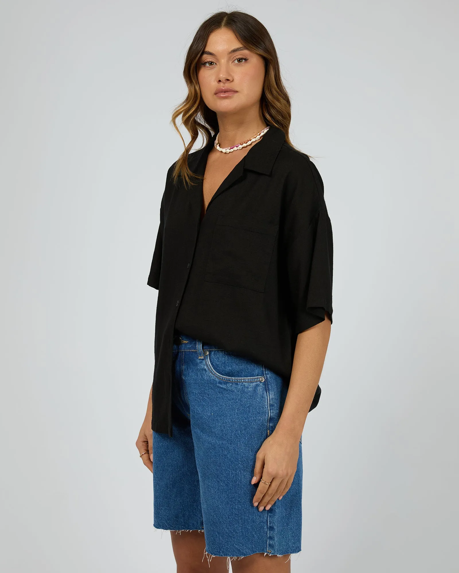 Luxe Linen Shirt Black sold by edge clothing product image thumbnail 4