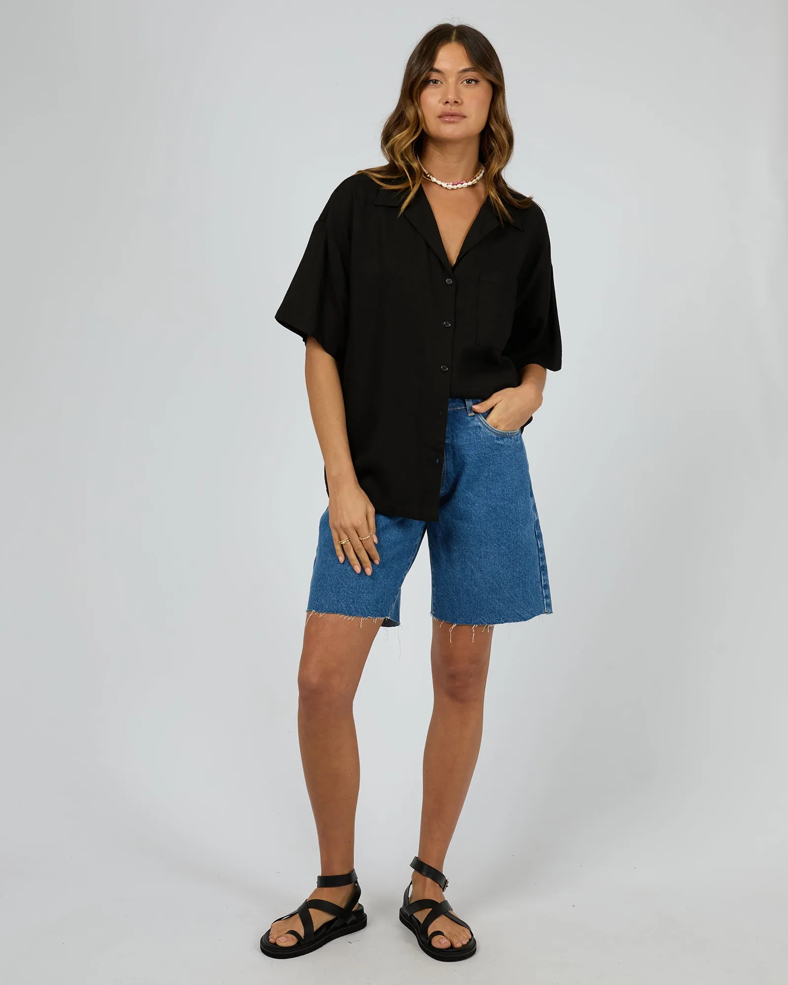 Luxe Linen Shirt Black sold by edge clothing product image thumbnail 2