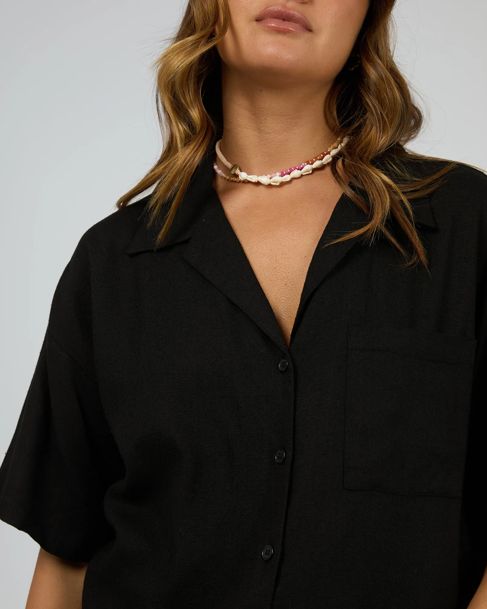 Luxe Linen Shirt Black sold by edge clothing product image thumbnail 5