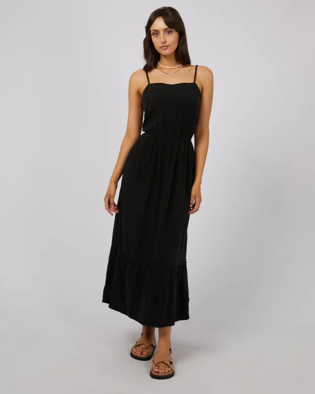 Luxe Linen Maxi Dress Black sold by edge clothing