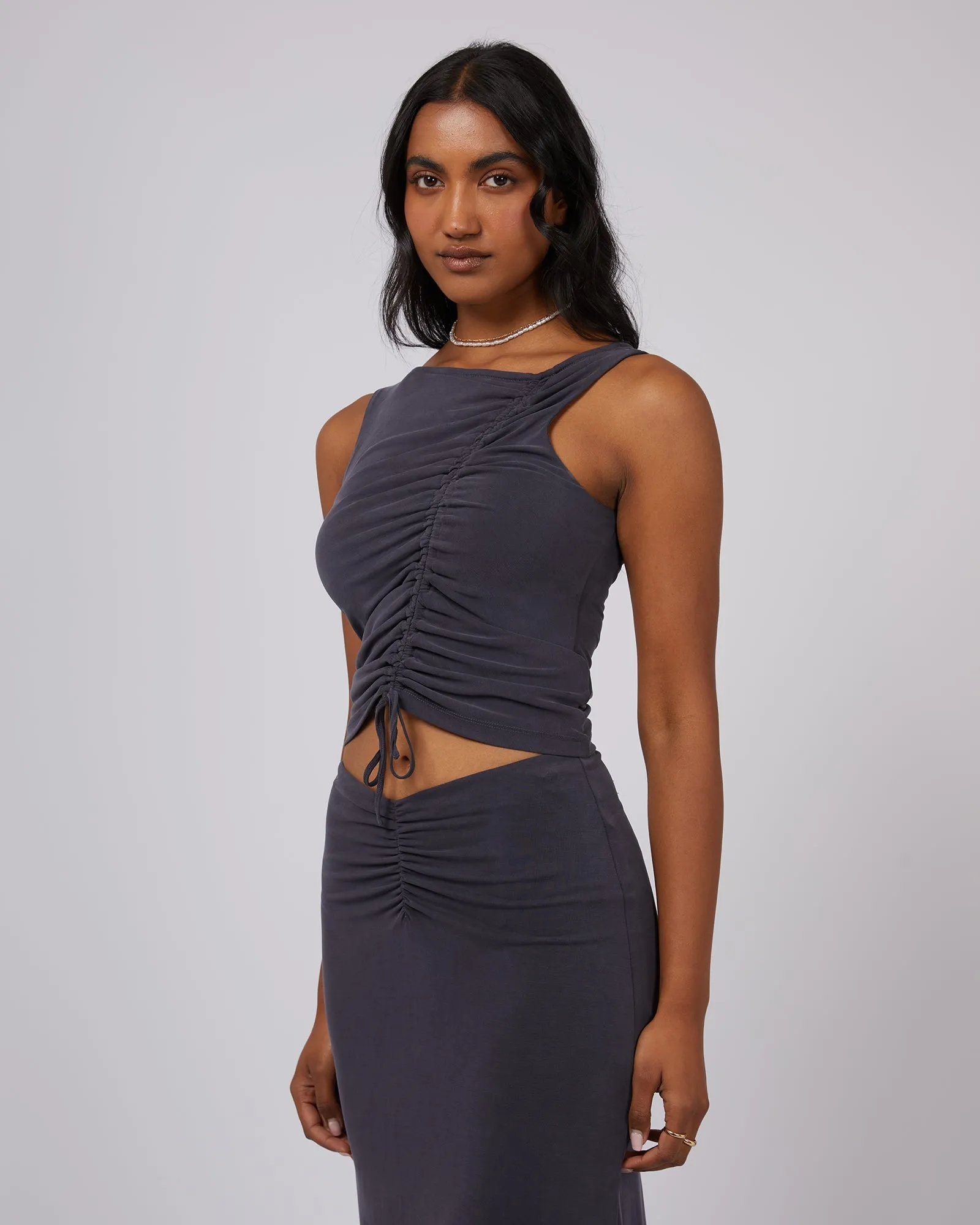 Luxe Ruched Tank Steel sold by edge clothing product image thumbnail 4