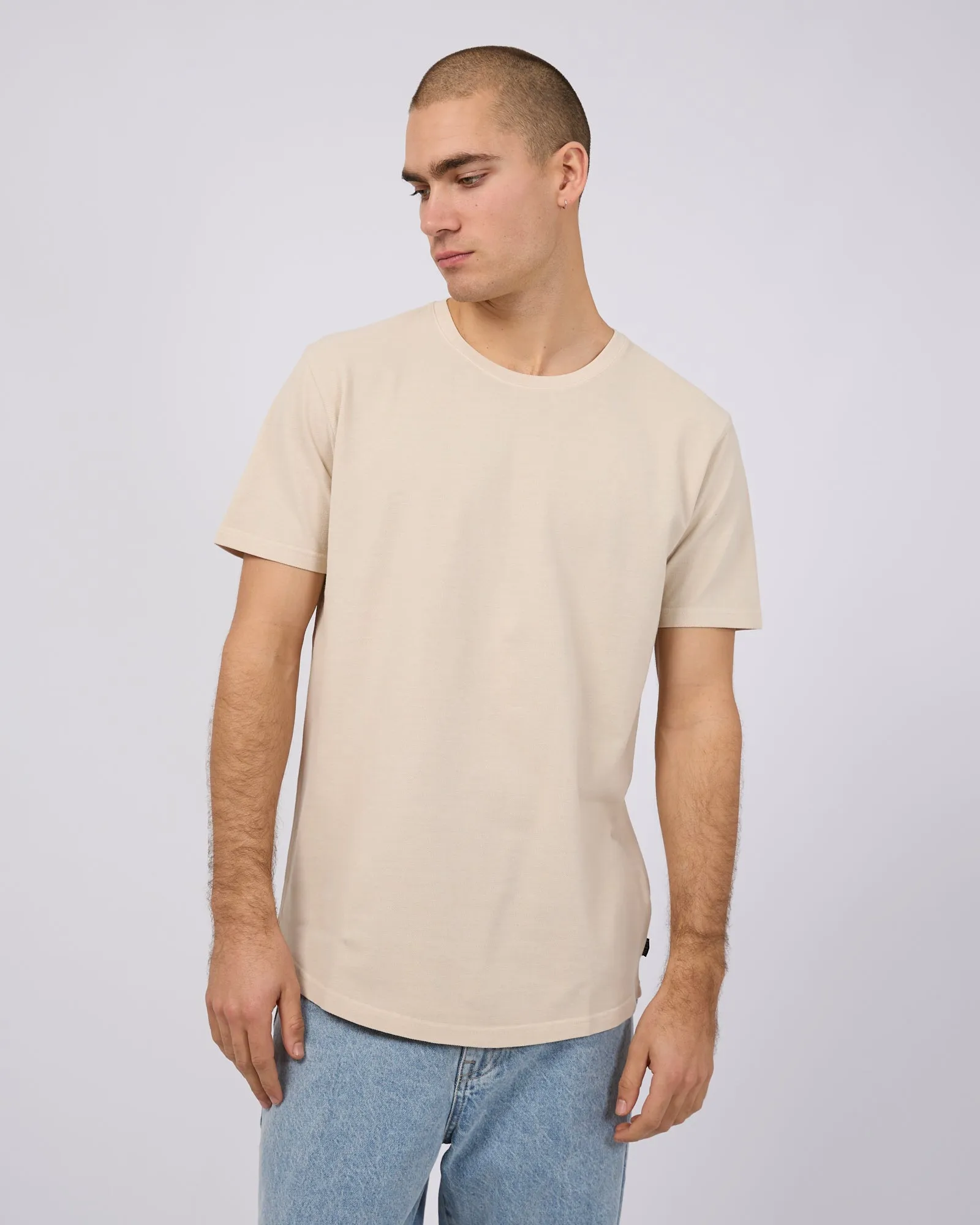 Pique Tee Chalk sold by edge clothing