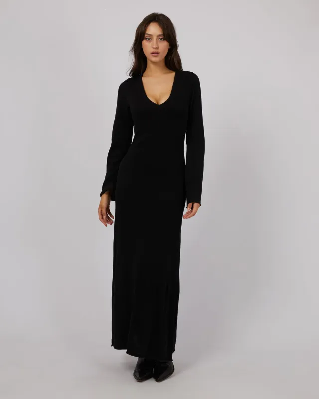 Eve Knit Long Sleeve Maxi Dress Black sold by edge clothing