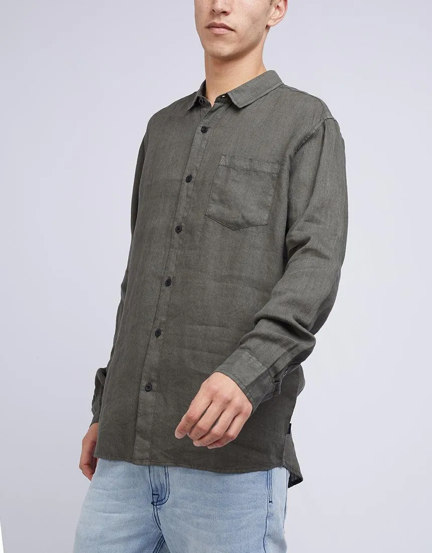 Linen Long Sleeve Shirt Khaki sold by edge clothing