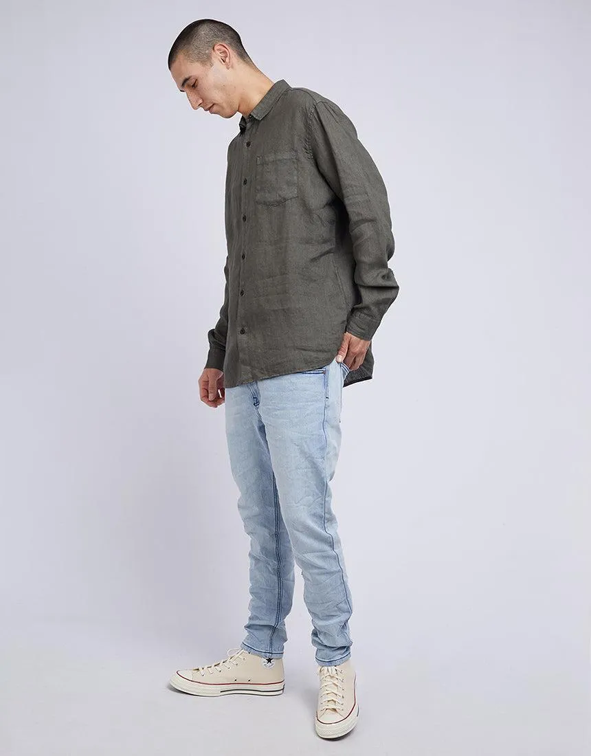 Linen Long Sleeve Shirt Khaki sold by edge clothing product image thumbnail 4