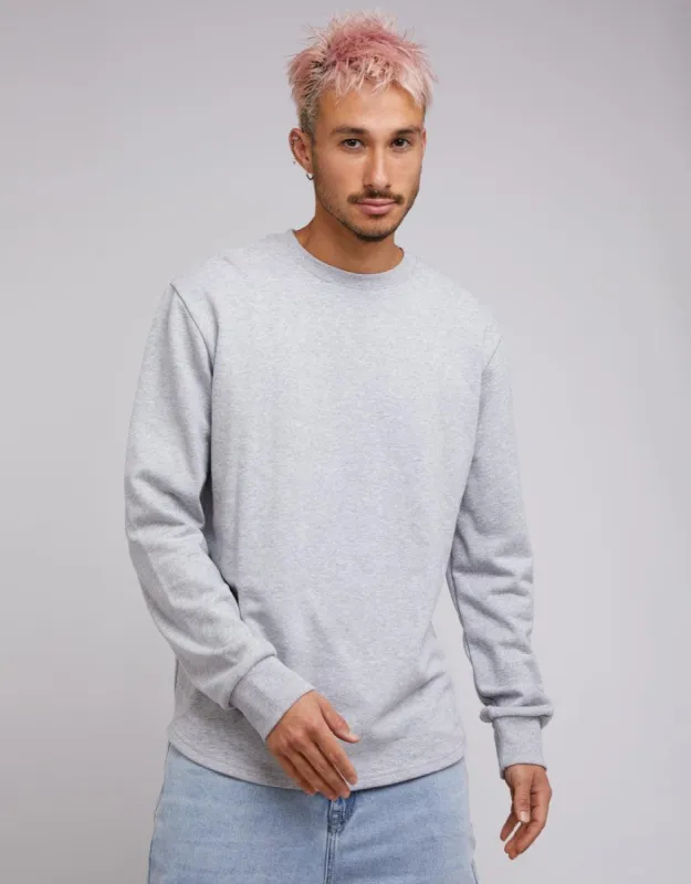Curved Hem Crew Grey Marle sold by edge clothing