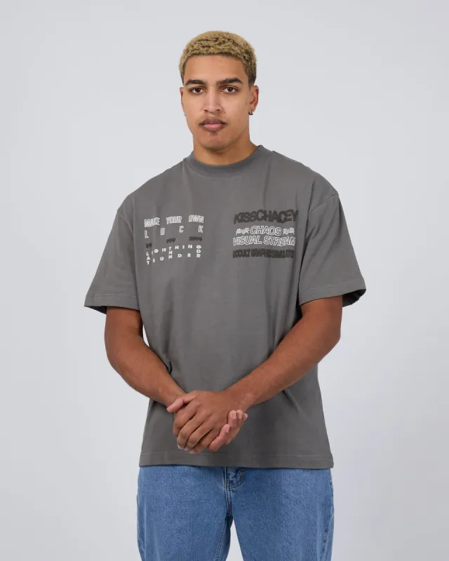 Stacker Street Tee Charcoal sold by edge clothing