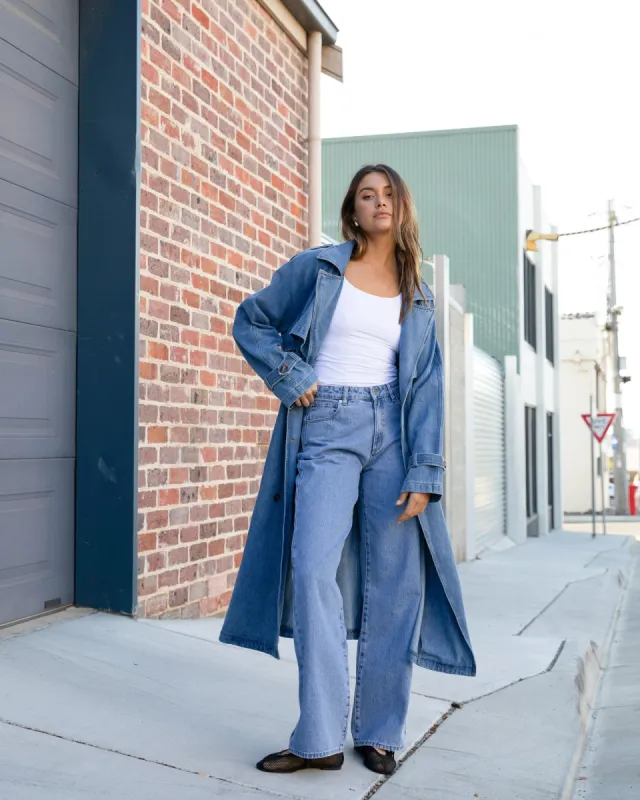 Rio Trench Coat Light Blue sold by edge clothing