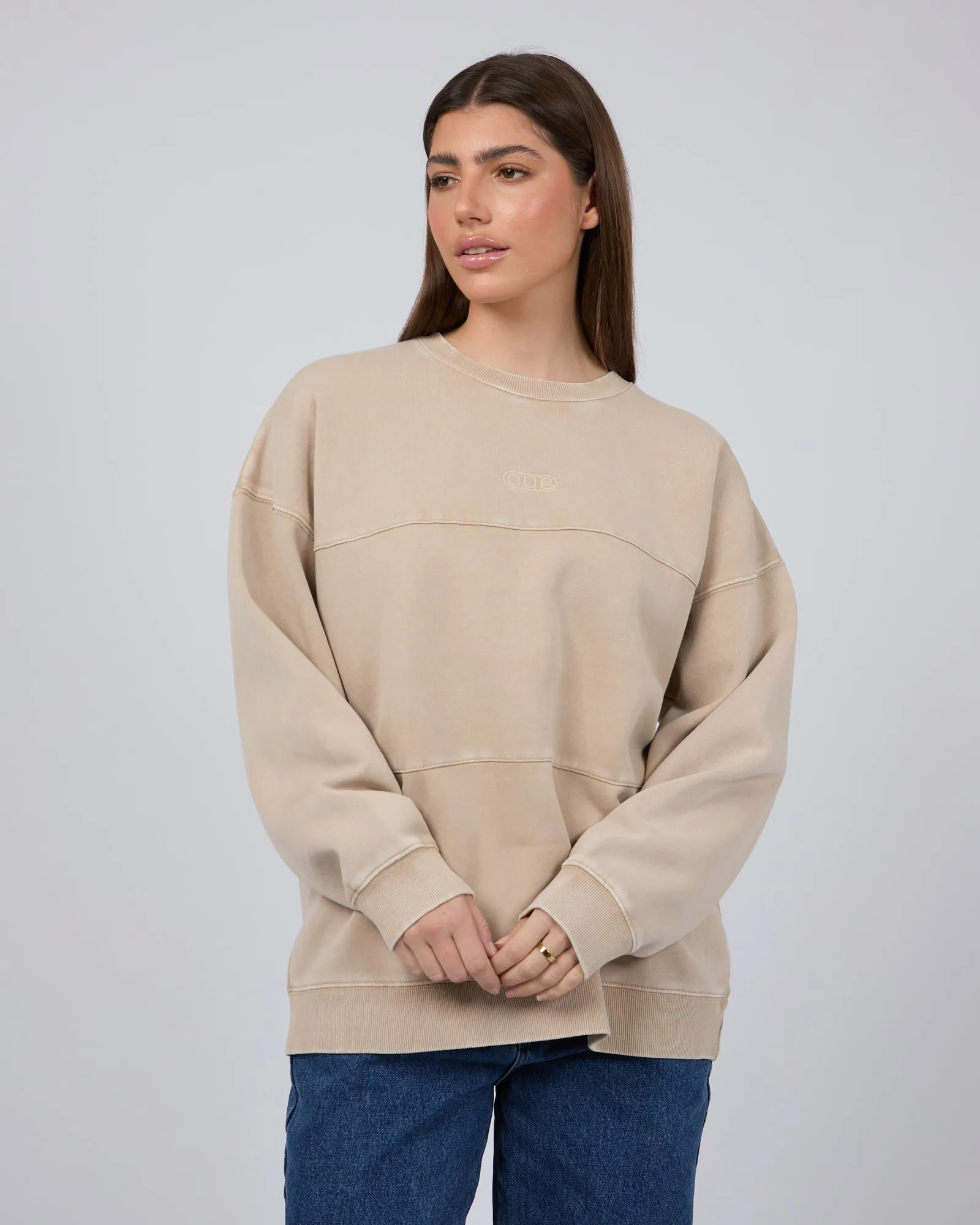 Piper Washed Crew Oatmeal sold by edge clothing