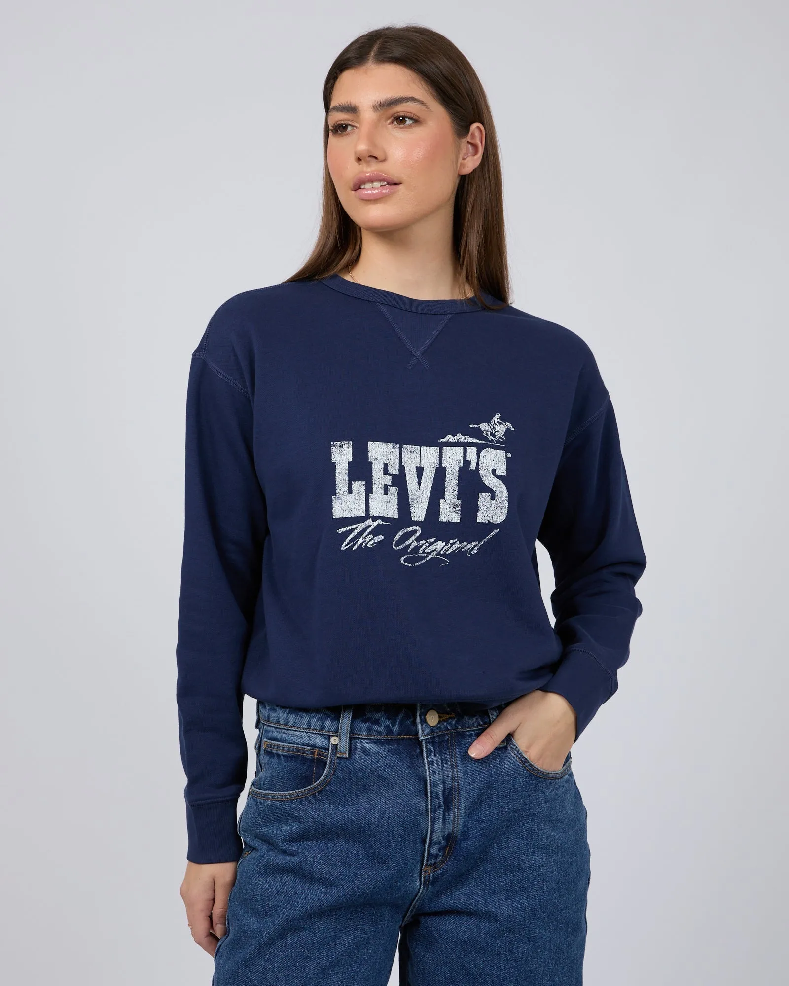 Graphic Signature Crew Navy sold by edge clothing