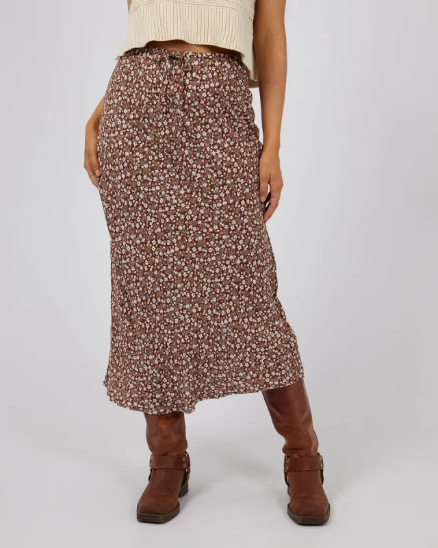 Tallows Floral Print Maxi Skirt sold by edge clothing
