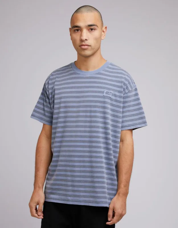 Overdyed Stripe Tee Blue sold by edge clothing