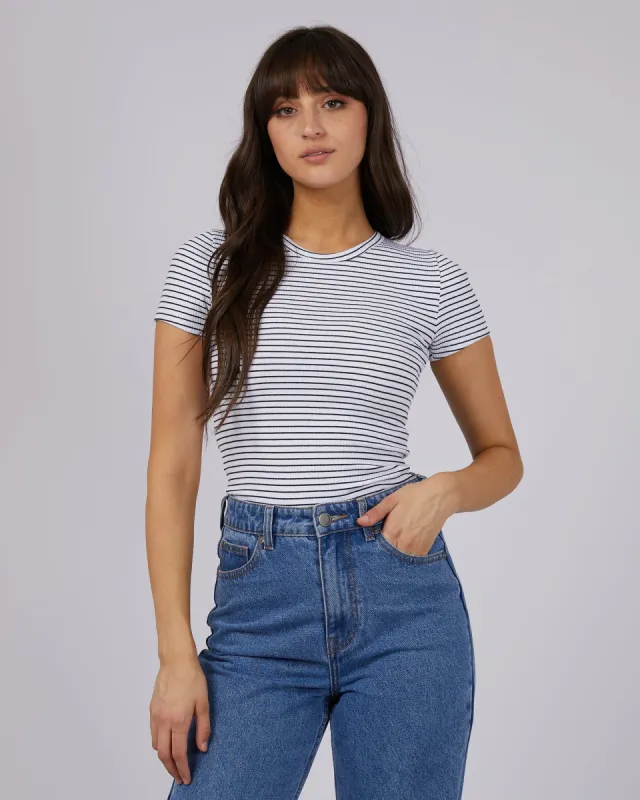 Eve Rib Stripe Tee White sold by edge clothing