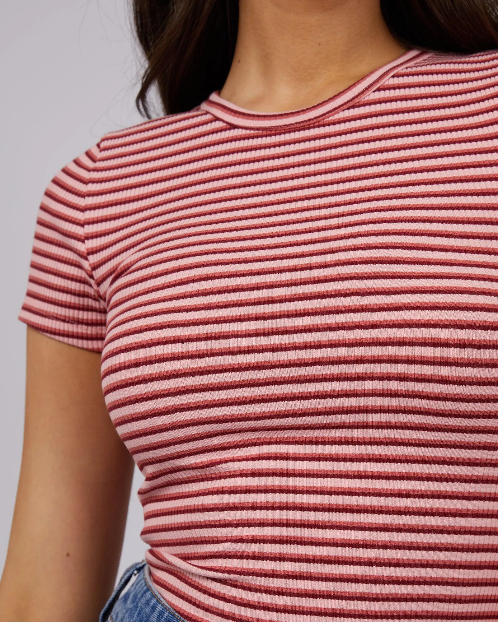 Eve Rib Stripe Tee Pink sold by edge clothing product image thumbnail 5