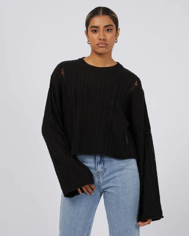 Dominique Distressed Knit Black sold by edge clothing
