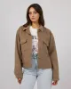 Mahina Cropped Shacket Oatmeal sold by edge clothing