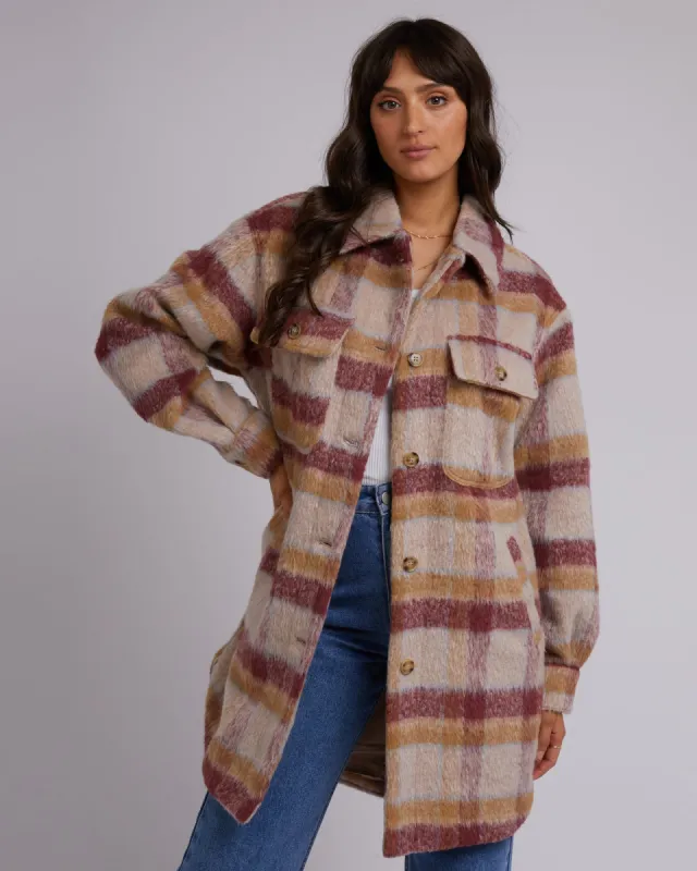 Marlo Longline Shacket Check sold by edge clothing