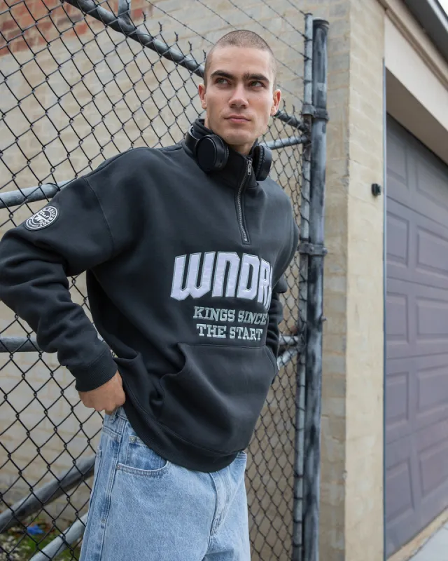 Unrivalled 1/4 Zip Sweat Faded Black sold by edge clothing