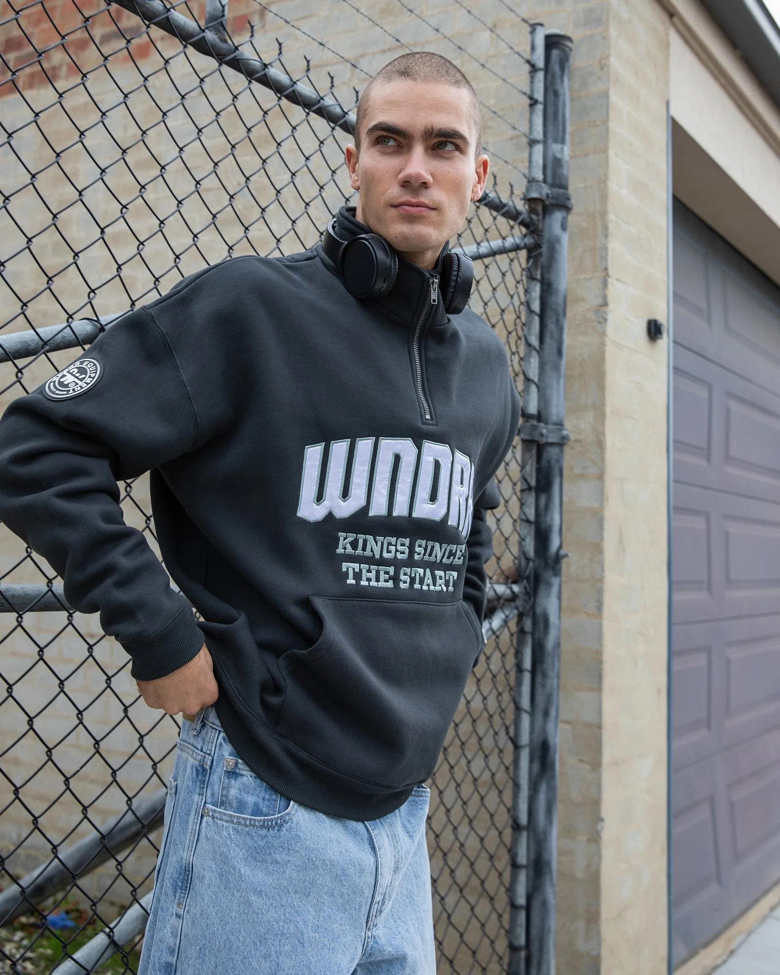 Unrivalled 1/4 Zip Sweat Faded Black sold by edge clothing