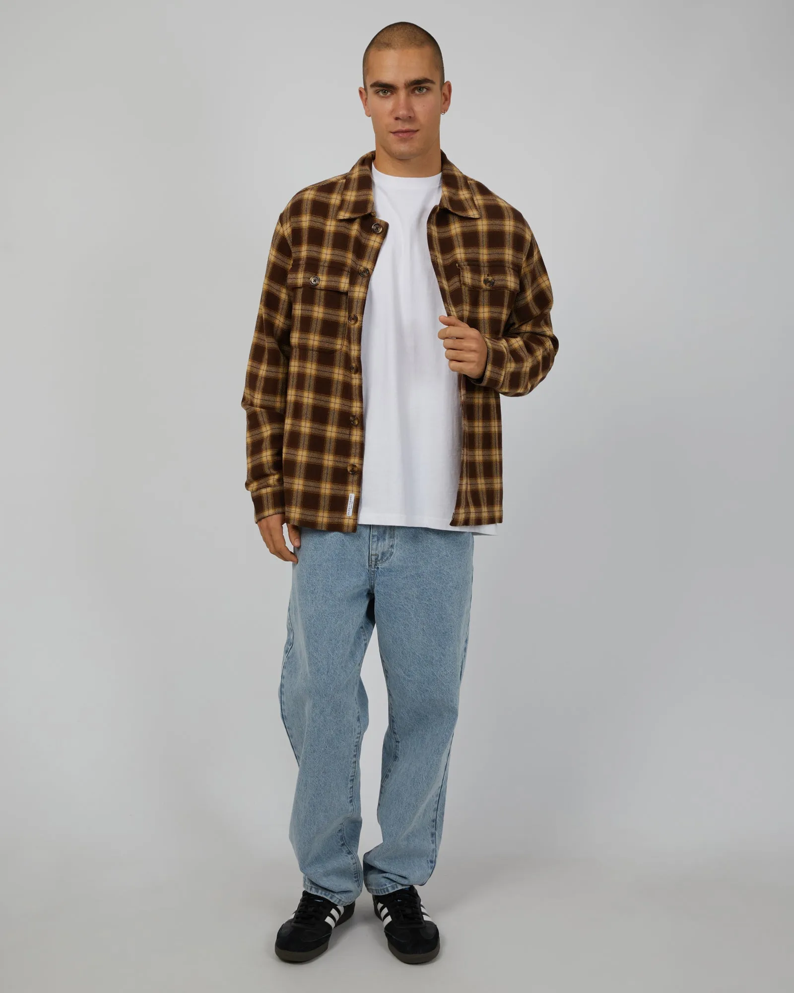 Henry Check Shacket Brown sold by edge clothing product image thumbnail 2