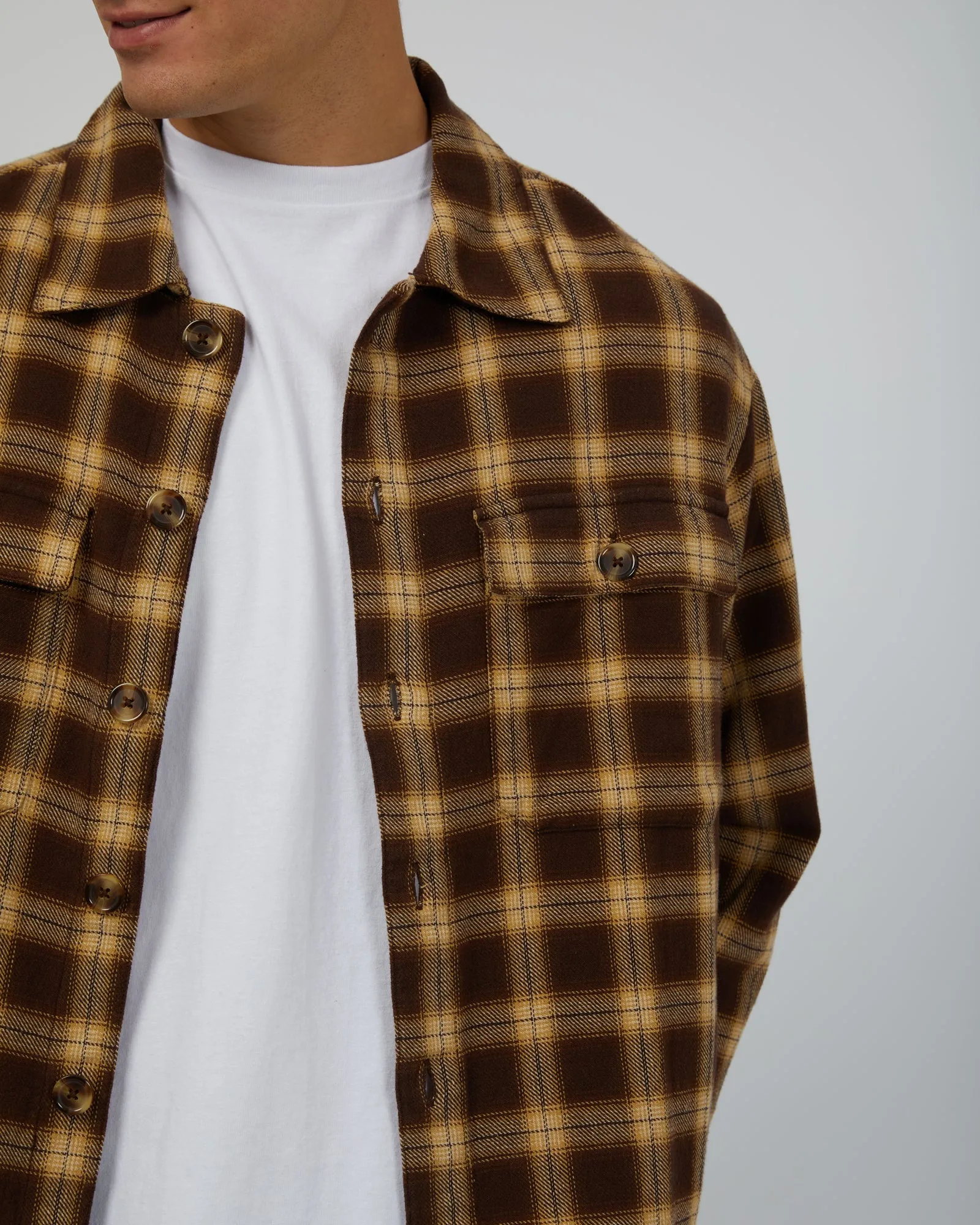 Henry Check Shacket Brown sold by edge clothing product image thumbnail 5