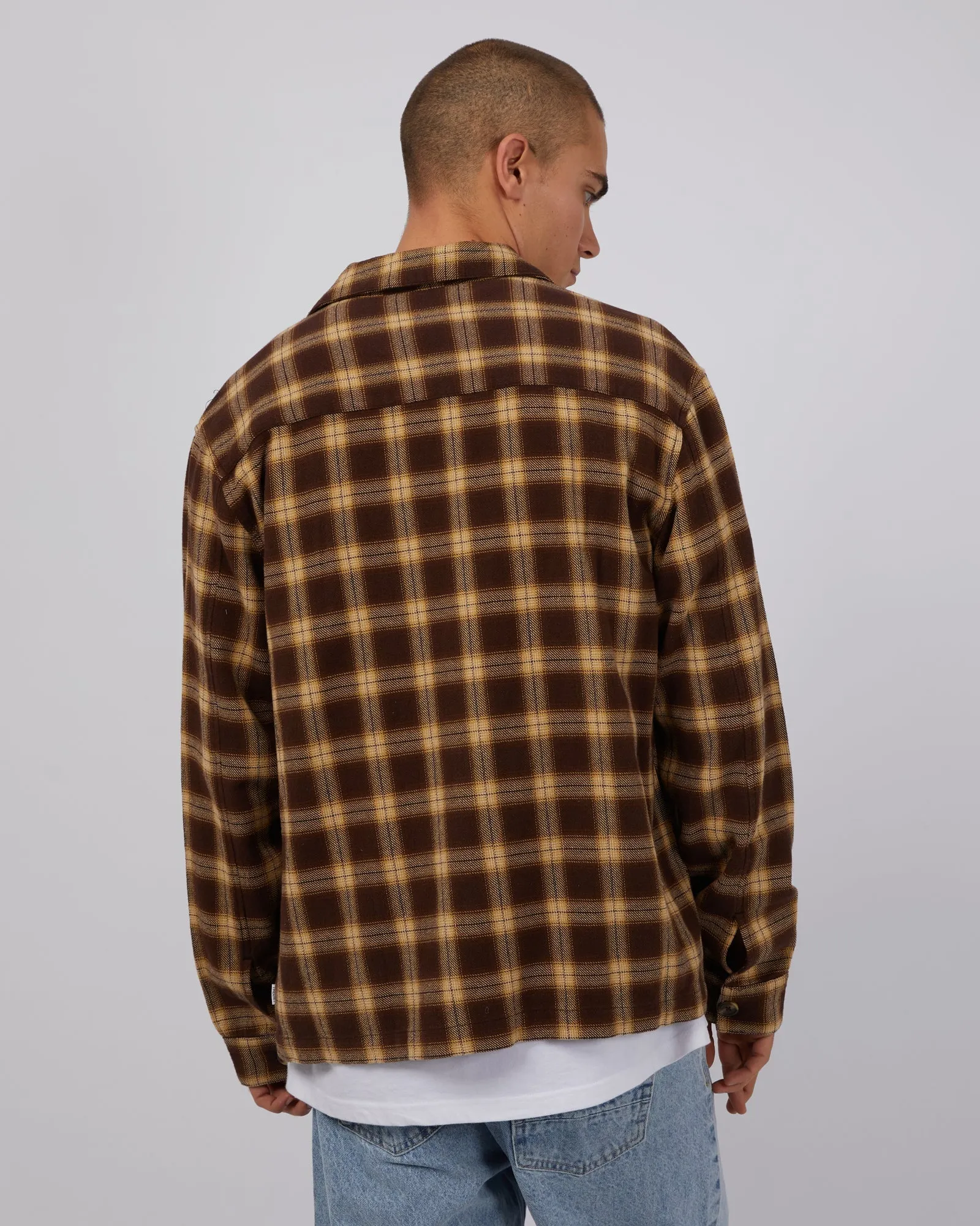 Henry Check Shacket Brown sold by edge clothing product image thumbnail 3