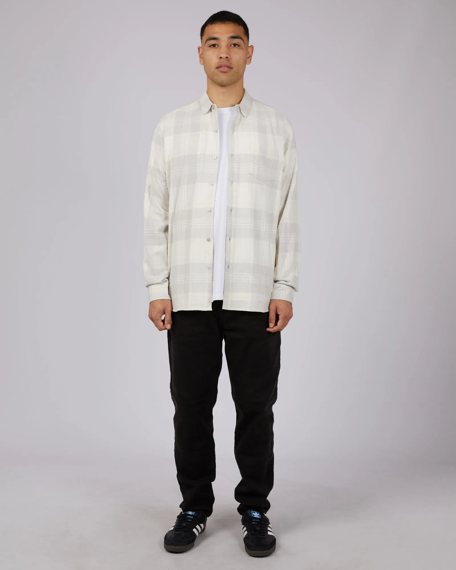 Apex Long Sleeve Shirt Grey Check sold by edge clothing product image thumbnail 2