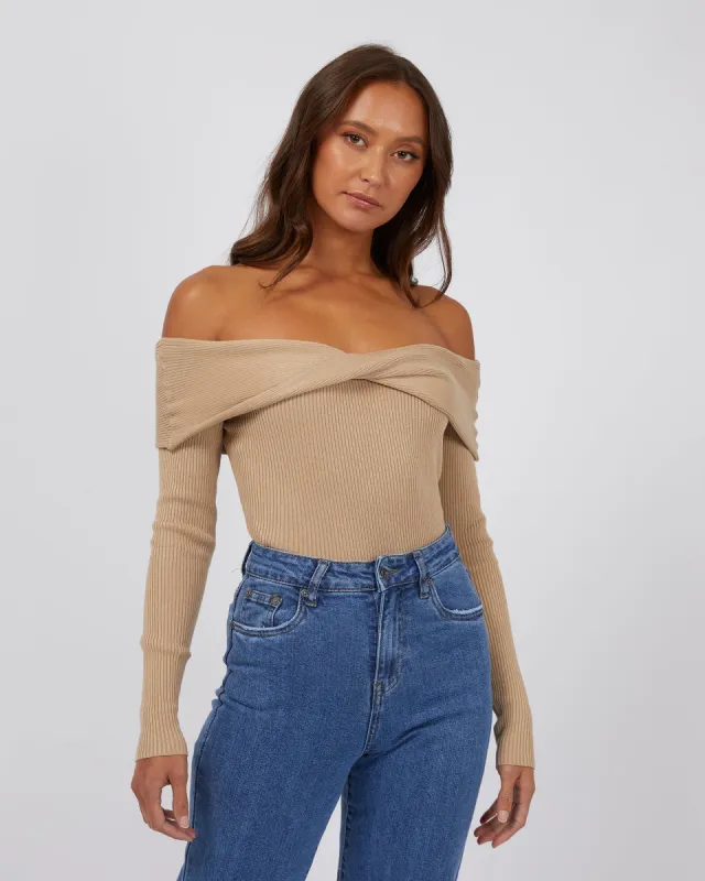 Livia Top Oatmeal sold by edge clothing
