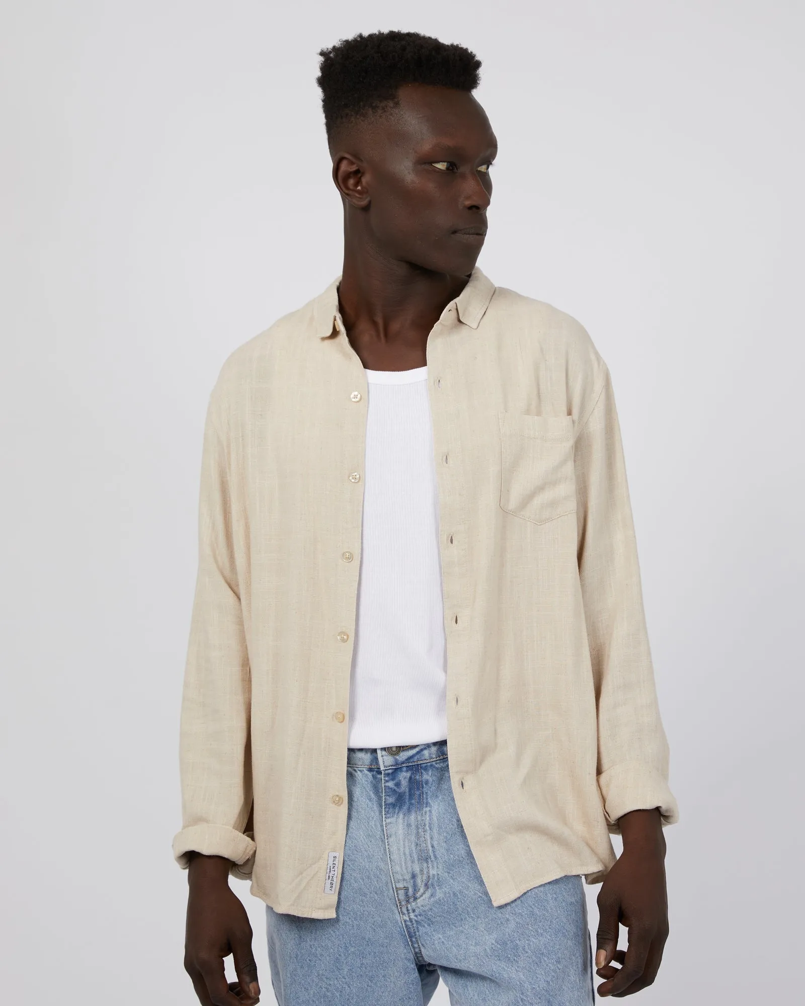 Mason Linen Long Sleeve Shirt Natural sold by edge clothing