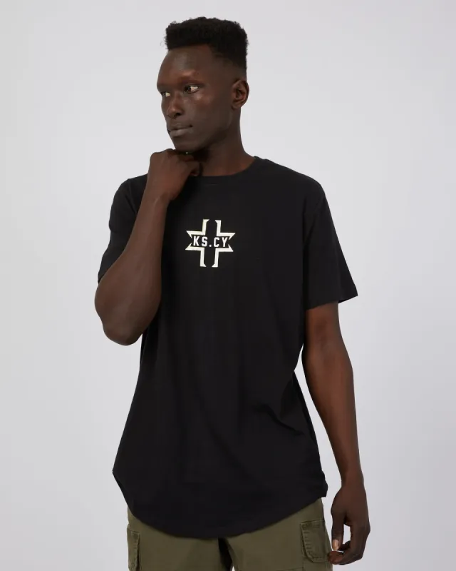 Flame Dual Curved Tee Jet Black sold by edge clothing