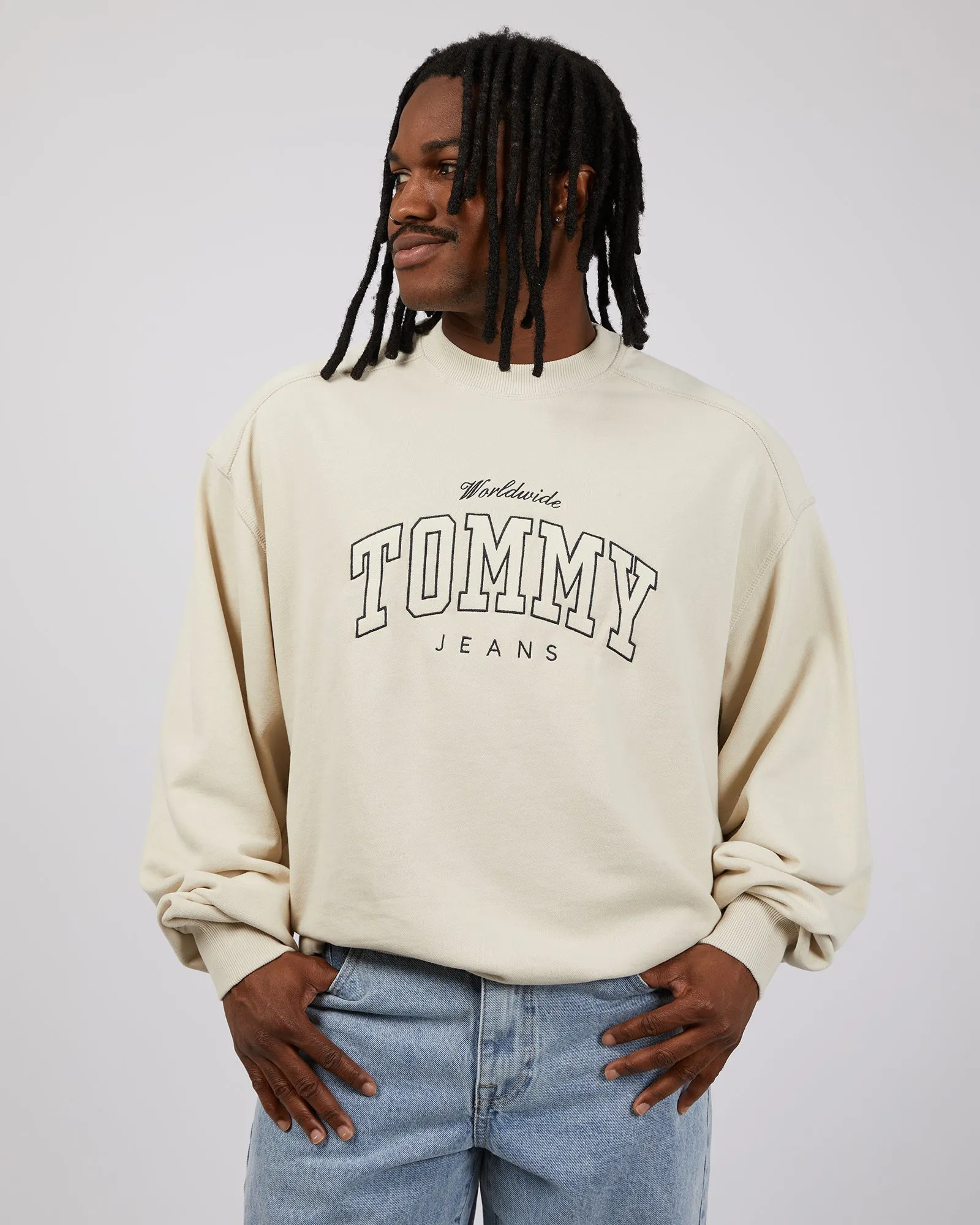 Boxy Varsity Crew Sand sold by edge clothing