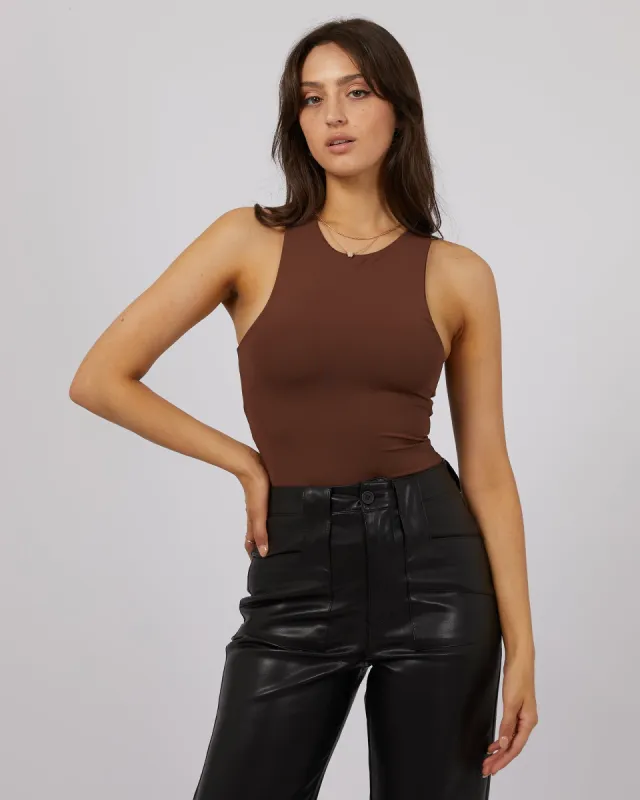 Eve Staple Bodysuit Brown sold by edge clothing
