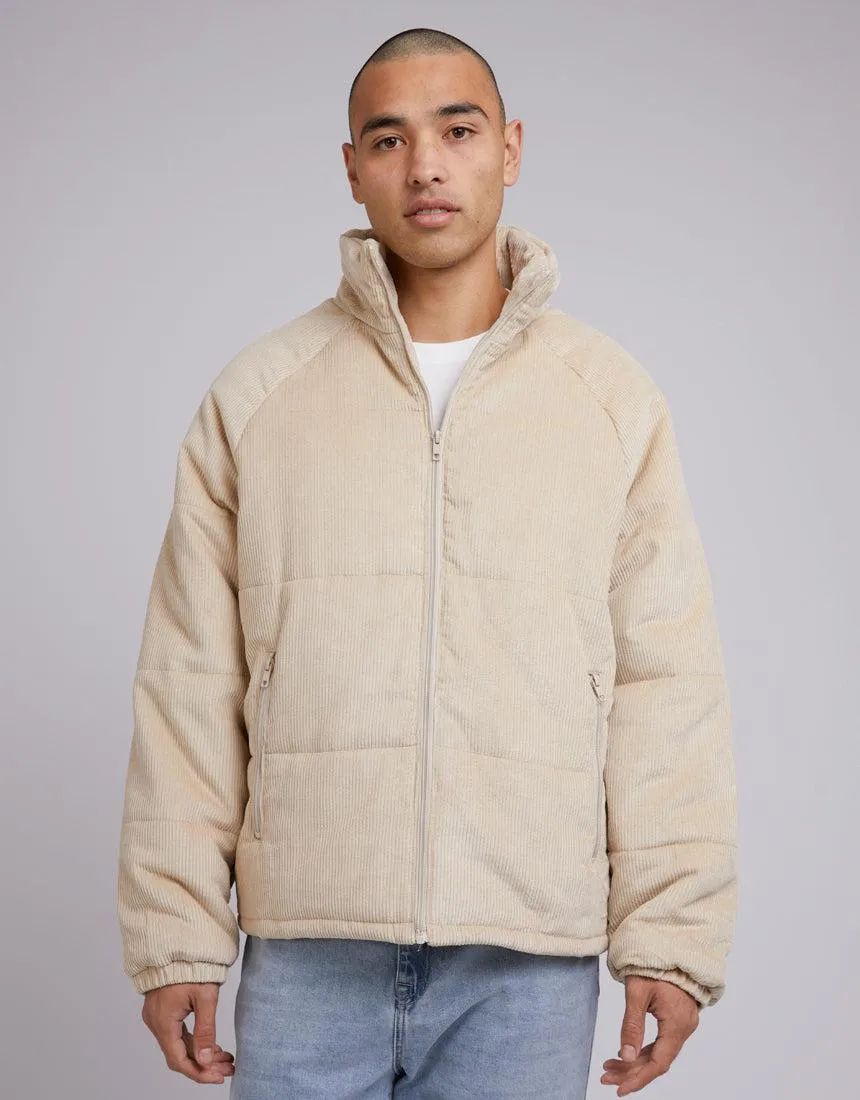 Cord Puffer Jacket Tan sold by edge clothing