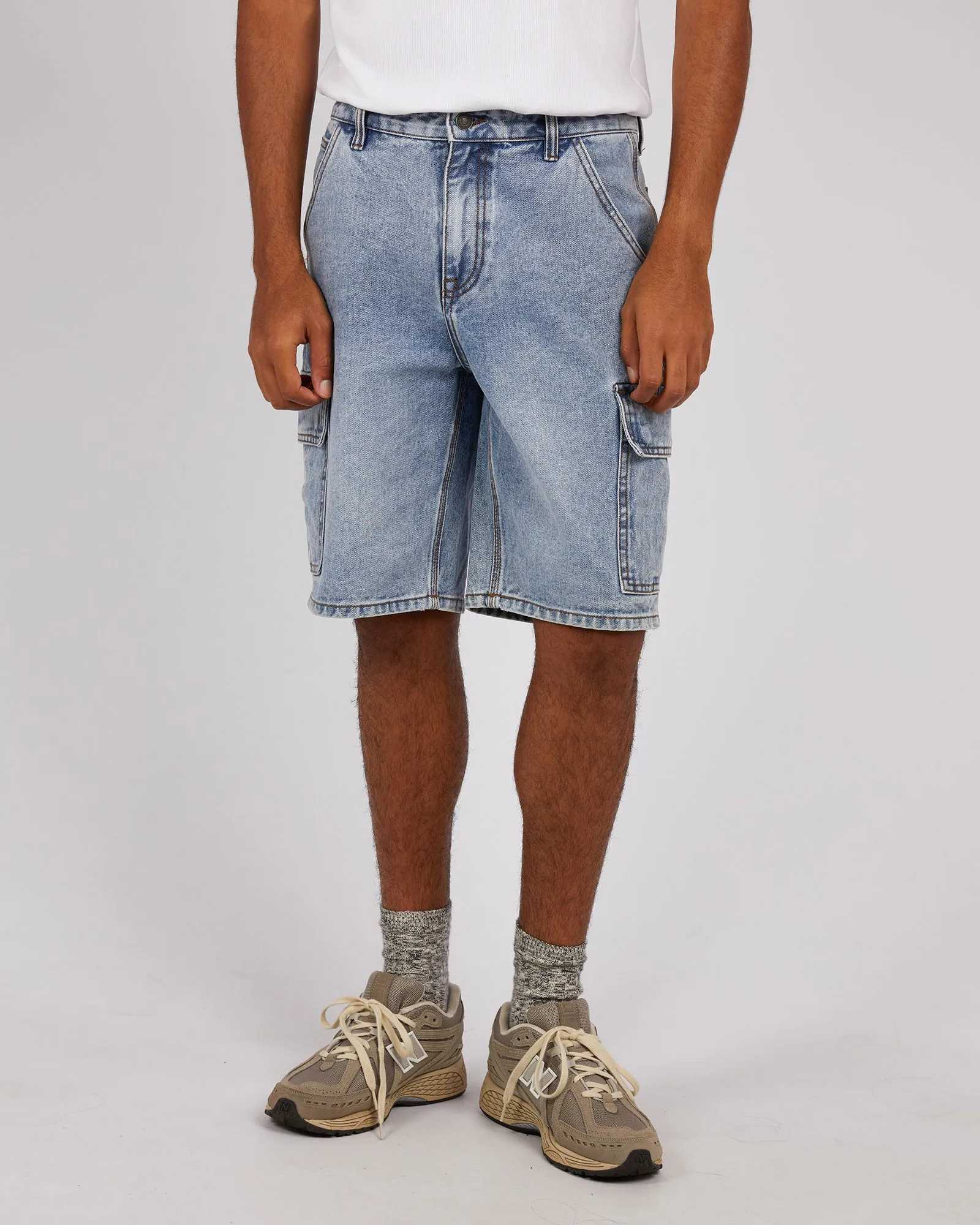 Cargo Denim Short Bleached Blue sold by edge clothing
