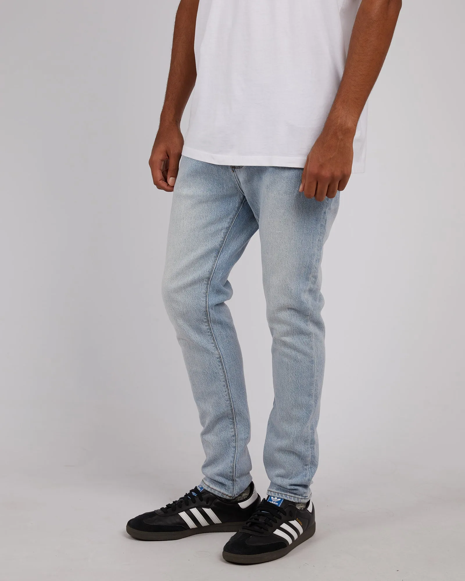 A Dropped Skinny Jean Bias Blue sold by edge clothing