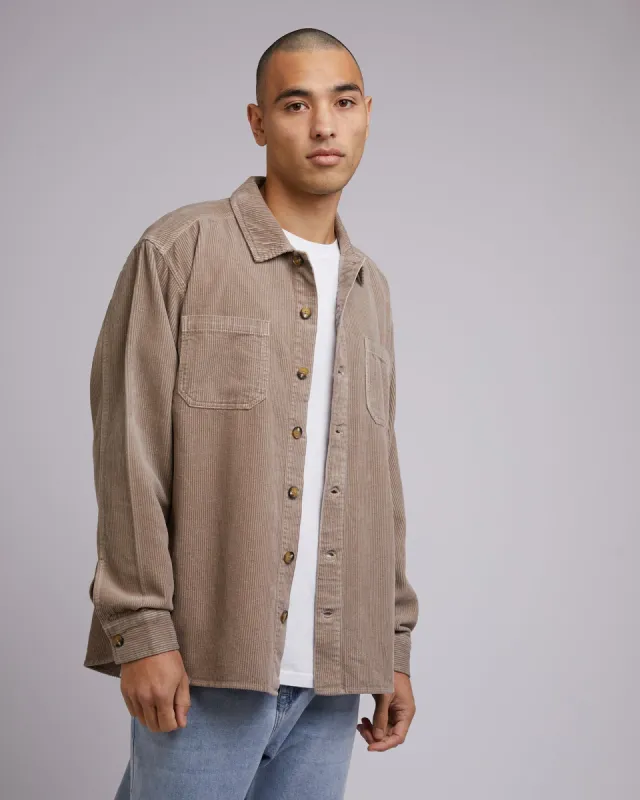 Cord Over Shirt Mushroom sold by edge clothing