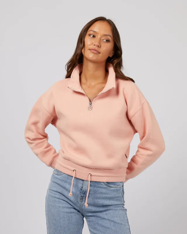 Juniper 3/4 Zip Crew Pale Pink made by edge clothing
