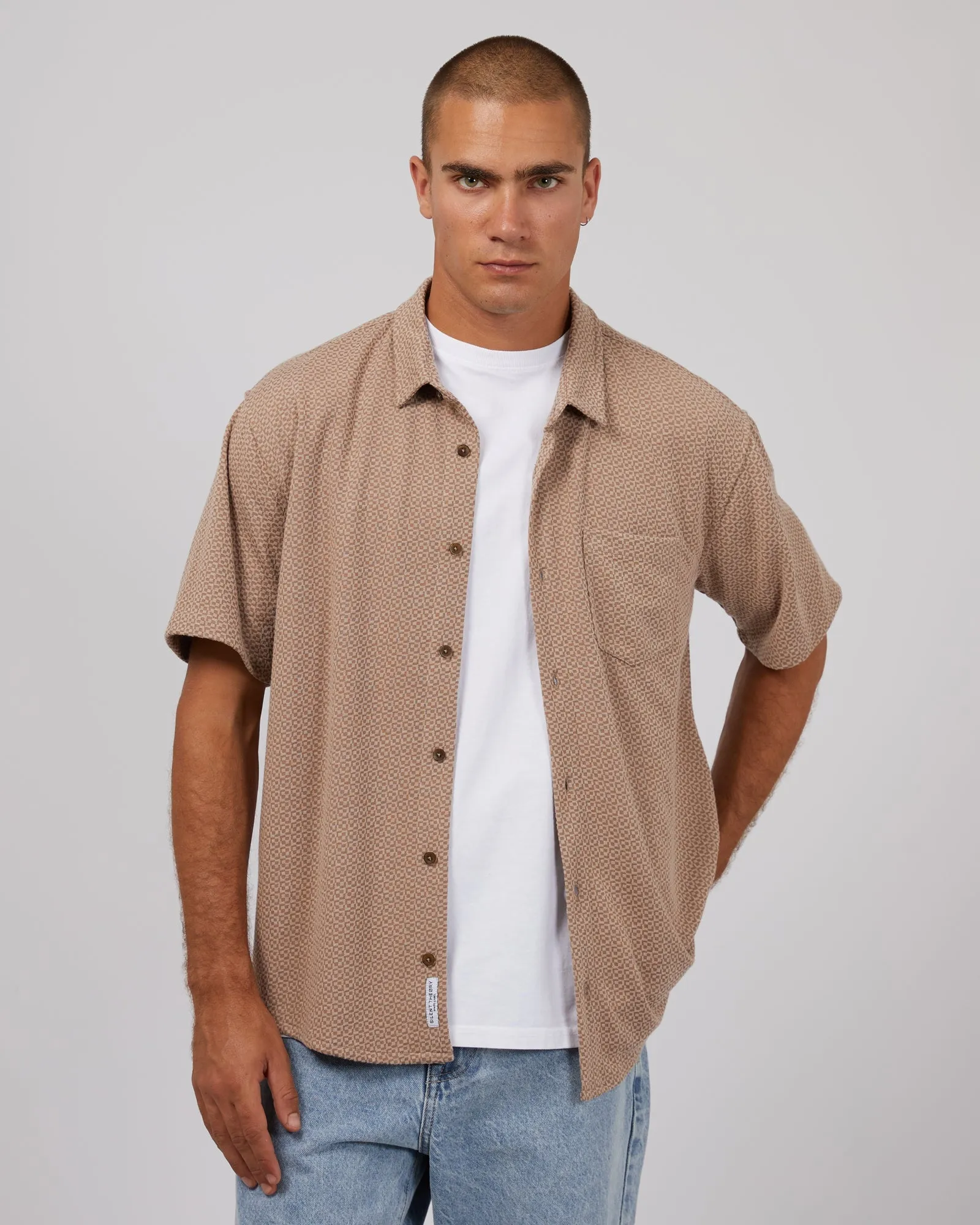 Textured Shirt Chocolate sold by edge clothing