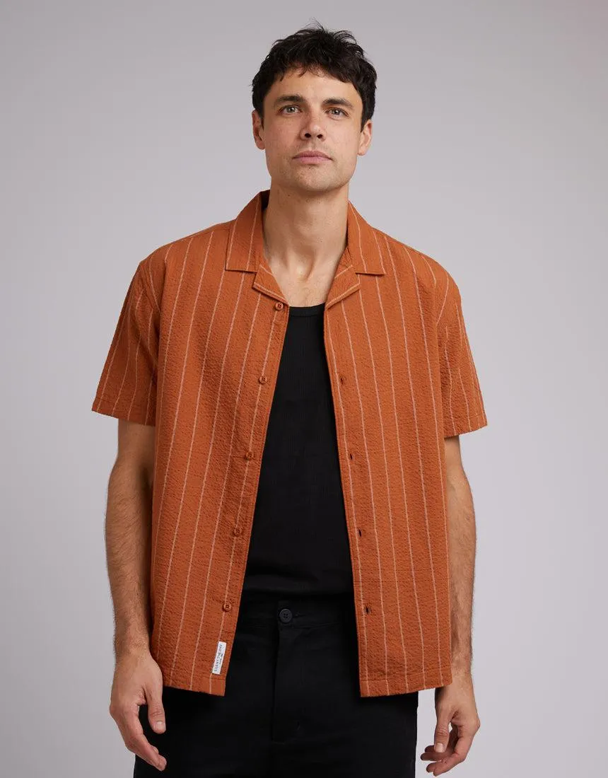 Seersucker Shirt Tan Stripe sold by edge clothing