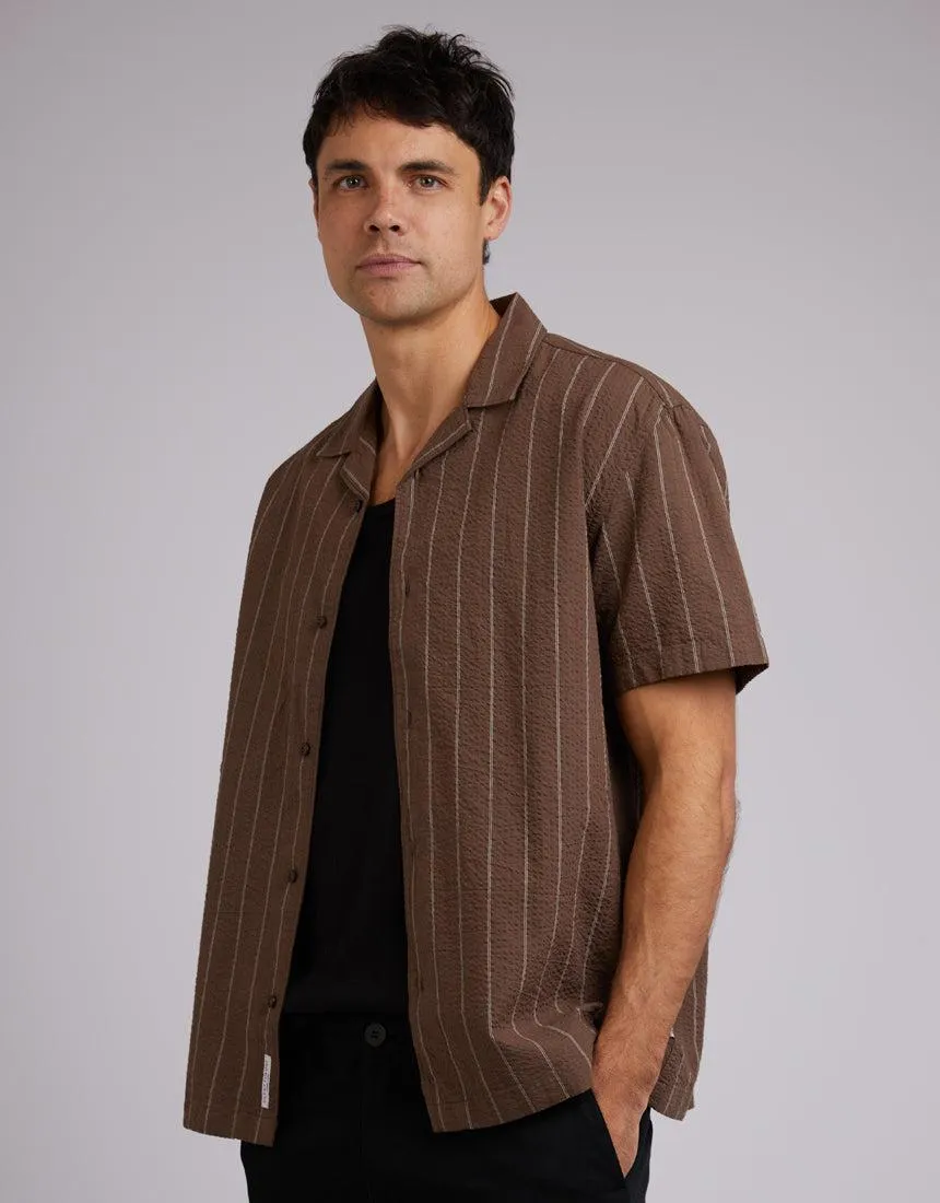 Seersucker Shirt Chocolate Stripe sold by edge clothing product image thumbnail 4