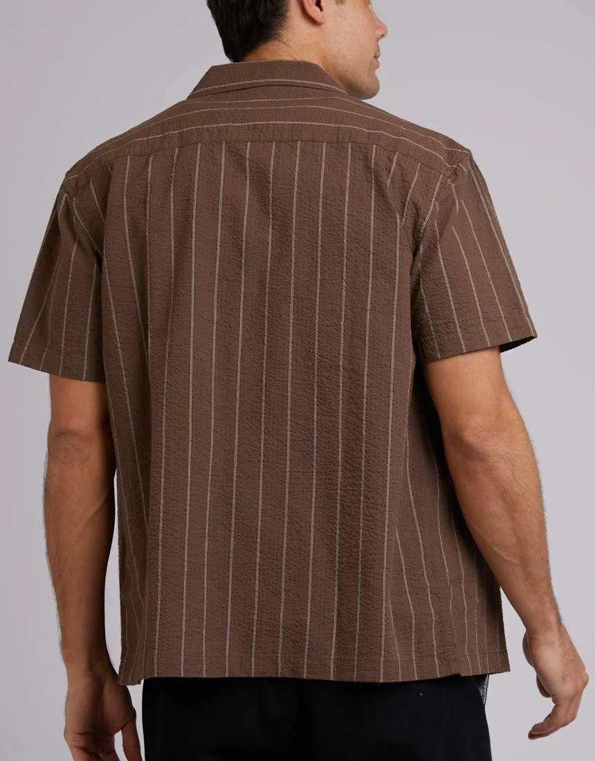 Seersucker Shirt Chocolate Stripe sold by edge clothing product image thumbnail 3