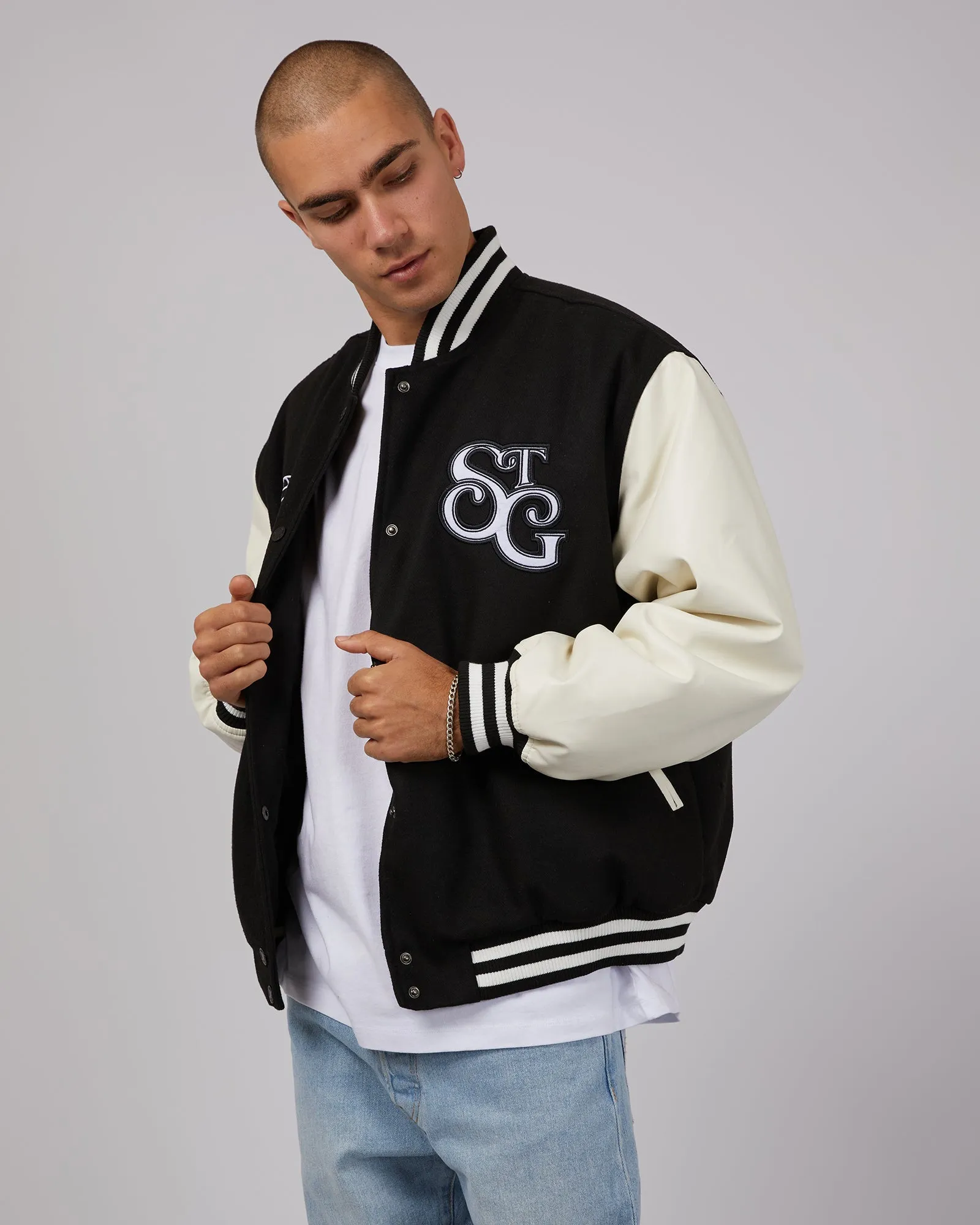 Varsity Jacket Black sold by edge clothing product image thumbnail 4